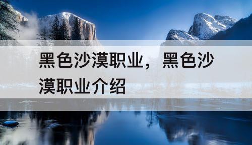 黑色沙漠职业，黑色沙漠职业介绍