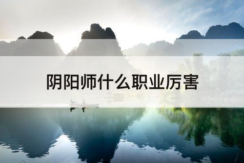 阴阳师什么职业厉害