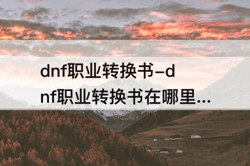 dnf职业转换书-dnf职业转换书在哪里买