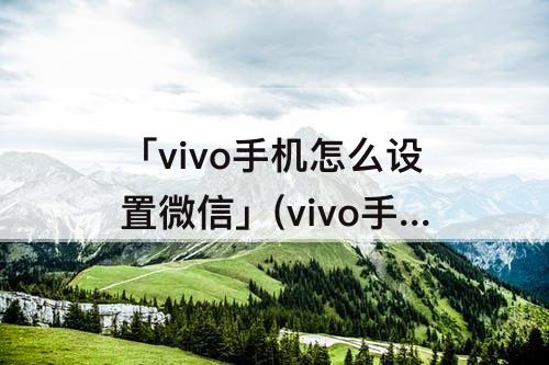 「vivo手机怎么设置微信」(vivo手机怎么设置微信来电解锁才能接)