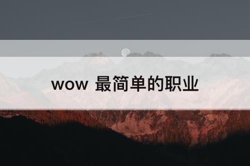 wow 最简单的职业