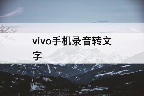vivo手机录音转文字