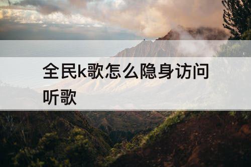 全民k歌怎么隐身访问听歌