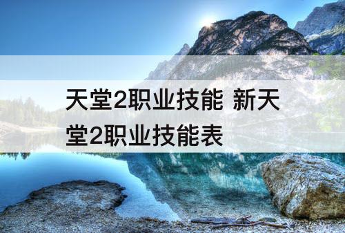 天堂2职业技能 新天堂2职业技能表
