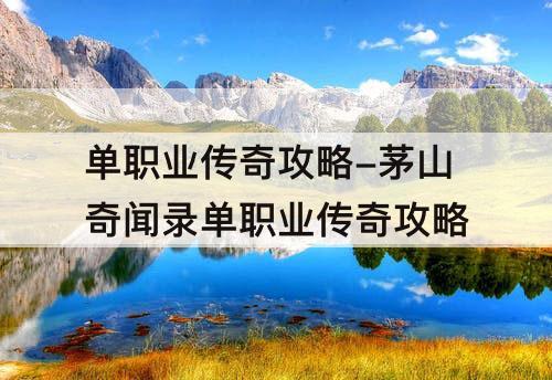单职业传奇攻略-茅山奇闻录单职业传奇攻略