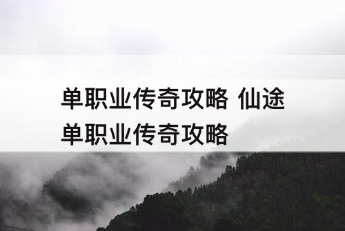 单职业传奇攻略 仙途单职业传奇攻略