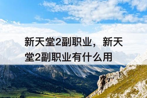 新天堂2副职业，新天堂2副职业有什么用