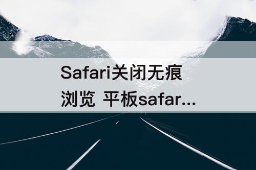 Safari关闭无痕浏览 平板safari关闭无痕浏览