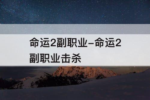 命运2副职业-命运2副职业击杀