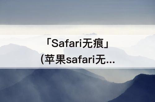 「Safari无痕」(苹果safari无痕浏览真无痕吗)