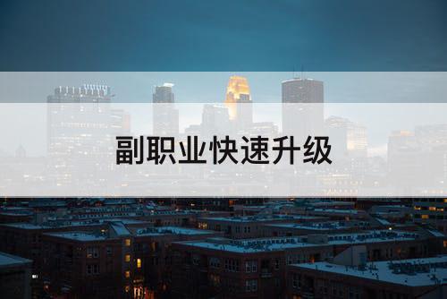 副职业快速升级
