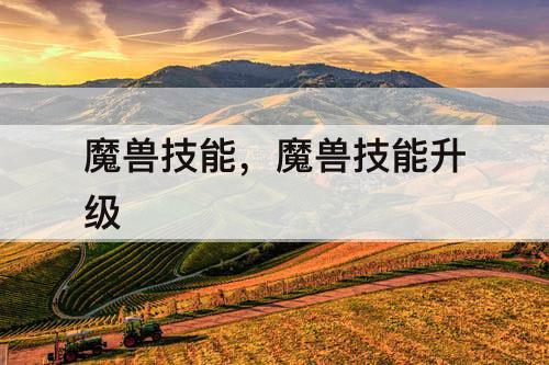 魔兽技能，魔兽技能升级