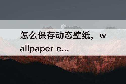怎么保存动态壁纸，wallpaper engine怎么保存动态壁纸