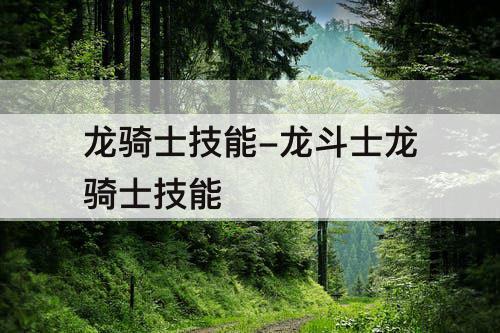 龙骑士技能-龙斗士龙骑士技能