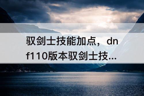 驭剑士技能加点，dnf110版本驭剑士技能加点图