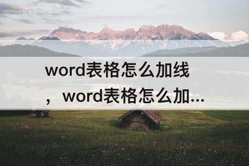 word表格怎么加线，word表格怎么加线删线