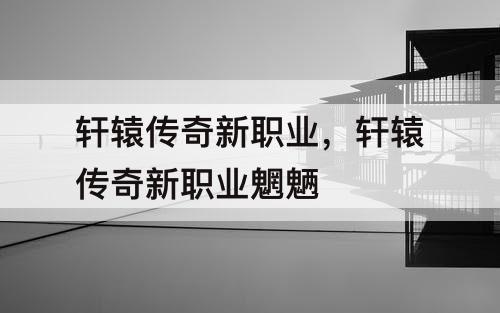 轩辕传奇新职业，轩辕传奇新职业魍魉