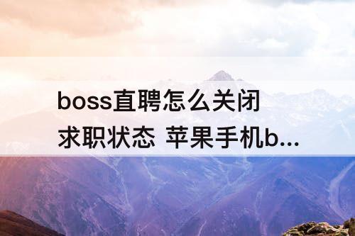 boss直聘怎么关闭求职状态 苹果手机boss直聘怎么关闭求职状态