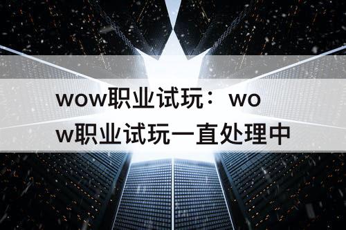 wow职业试玩：wow职业试玩一直处理中