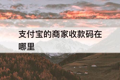 支付宝的商家收款码在哪里