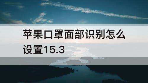 苹果口罩面部识别怎么设置15.3