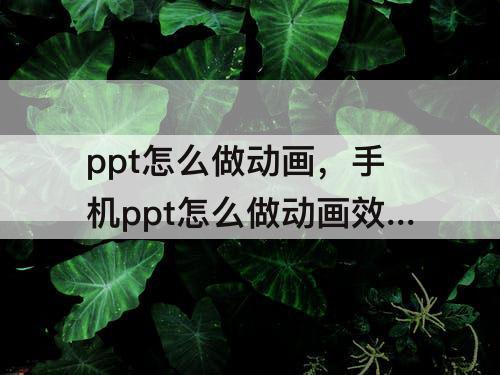 ppt怎么做动画，手机ppt怎么做动画效果