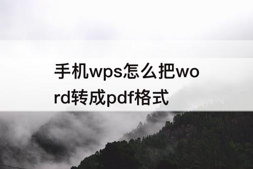 手机wps怎么把word转成pdf格式