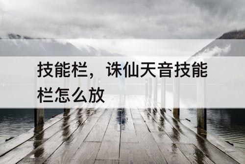 技能栏，诛仙天音技能栏怎么放