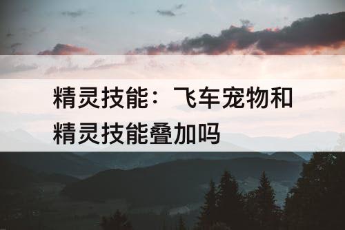 精灵技能：飞车宠物和精灵技能叠加吗