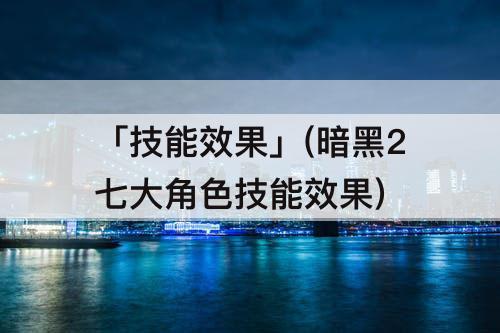 「技能效果」(暗黑2七大角色技能效果)