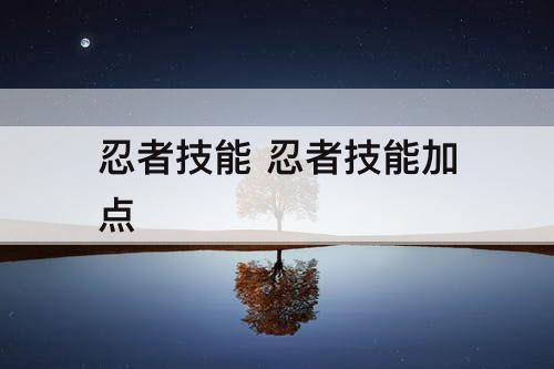 忍者技能 忍者技能加点