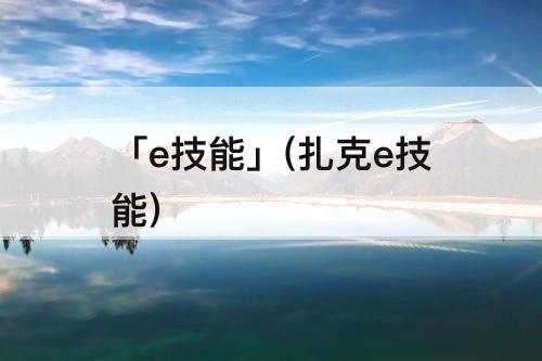 「e技能」(扎克e技能)
