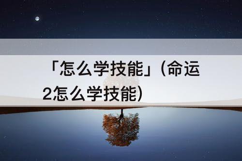 「怎么学技能」(命运2怎么学技能)