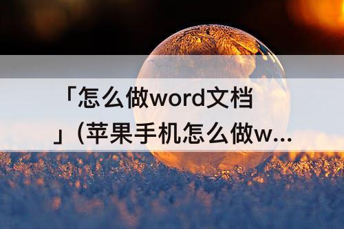 「怎么做word文档」(苹果手机怎么做word文档电子稿)
