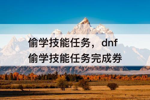 偷学技能任务，dnf偷学技能任务完成券