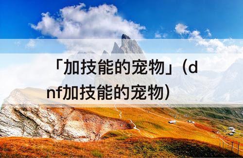 「加技能的宠物」(dnf加技能的宠物)