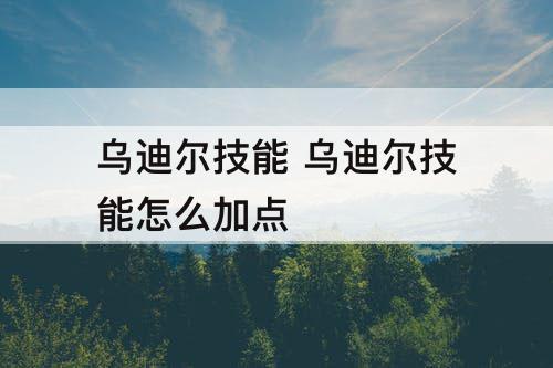 乌迪尔技能 乌迪尔技能怎么加点