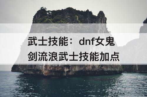 武士技能：dnf女鬼剑流浪武士技能加点