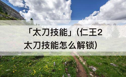 「太刀技能」(仁王2太刀技能怎么解锁)