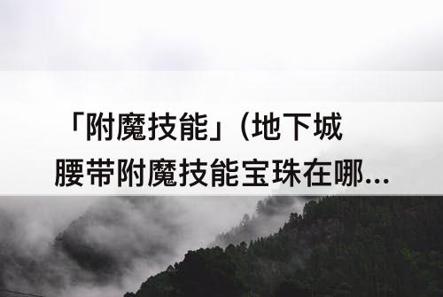 「附魔技能」(地下城腰带附魔技能宝珠在哪买)