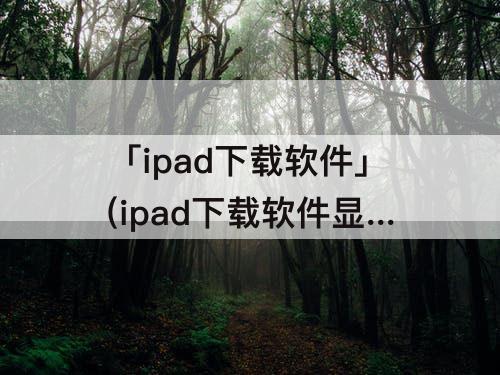 「ipad下载软件」(ipad下载软件显示无法安装)