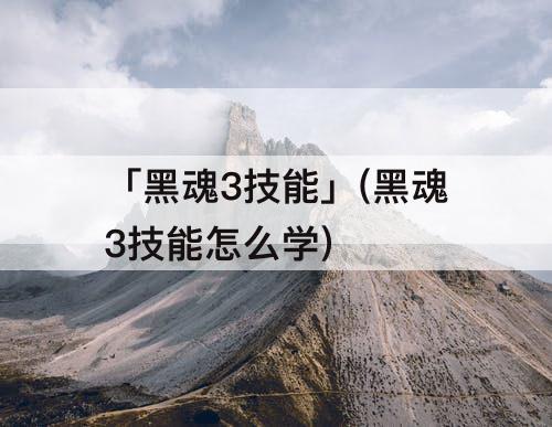 「黑魂3技能」(黑魂3技能怎么学)
