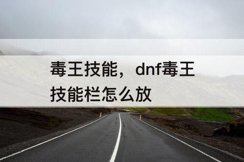毒王技能，dnf毒王技能栏怎么放