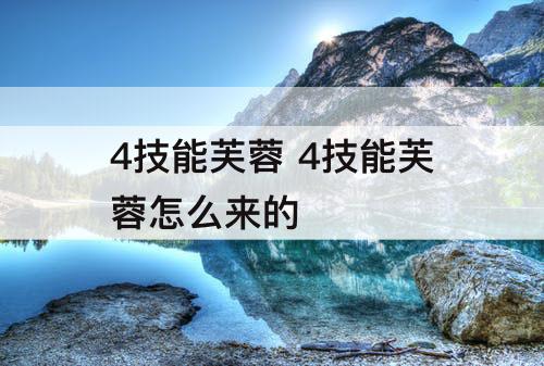 4技能芙蓉 4技能芙蓉怎么来的