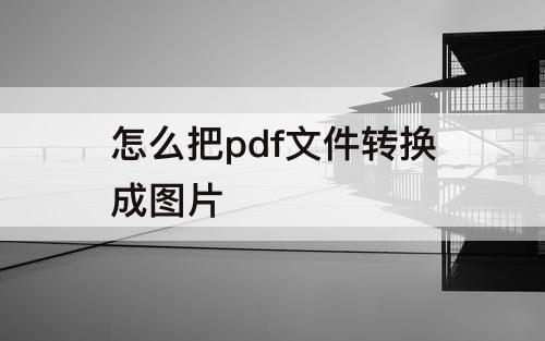 怎么把pdf文件转换成图片