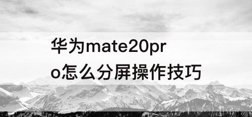 华为mate20pro怎么分屏操作技巧