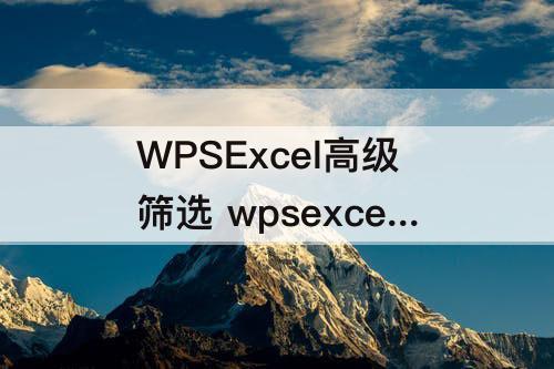 WPSExcel高级筛选 wpsexcel高级筛选怎么免费用