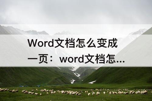 Word文档怎么变成一页：word文档怎么变成一页预览