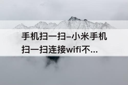 手机扫一扫-小米手机扫一扫连接wifi不能用