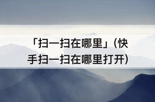 「扫一扫在哪里」(快手扫一扫在哪里打开)